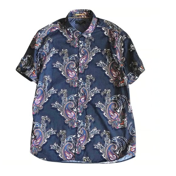 Ted Baker Other - Ted Baker Navy Paisley Print Button Shirt Medium 5 NWT